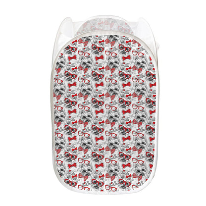 Lovely Yorkshire Terrier Pattern Print Mesh Laundry Hamper
