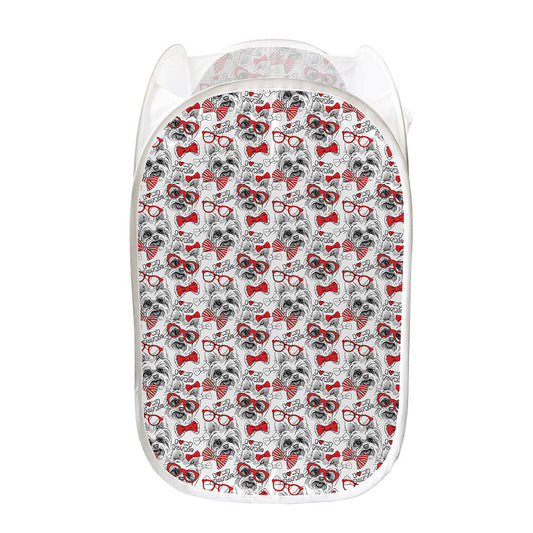 Lovely Yorkshire Terrier Pattern Print Mesh Laundry Hamper