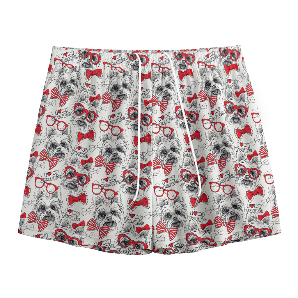 Lovely Yorkshire Terrier Pattern Print Mesh Shorts