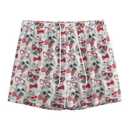 Lovely Yorkshire Terrier Pattern Print Mesh Shorts