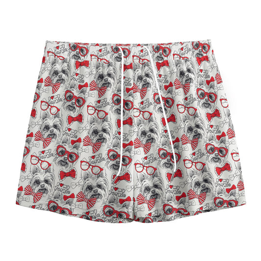 Lovely Yorkshire Terrier Pattern Print Mesh Shorts
