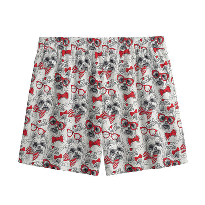 Lovely Yorkshire Terrier Pattern Print Mesh Shorts