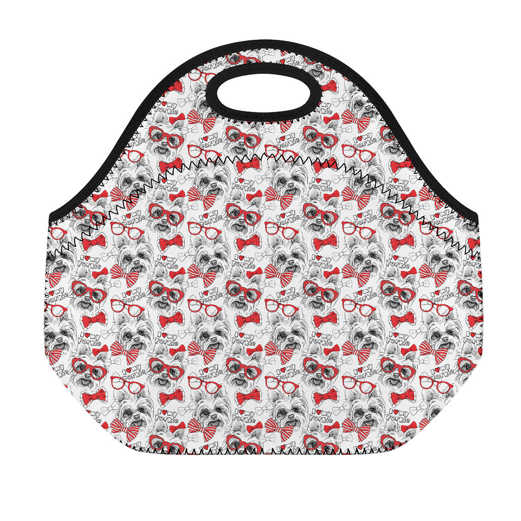 Lovely Yorkshire Terrier Pattern Print Neoprene Lunch Bag