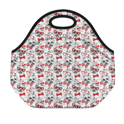 Lovely Yorkshire Terrier Pattern Print Neoprene Lunch Bag