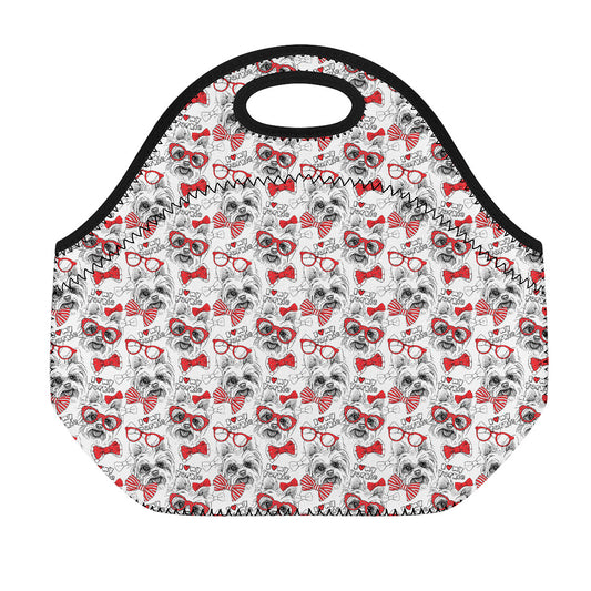 Lovely Yorkshire Terrier Pattern Print Neoprene Lunch Bag