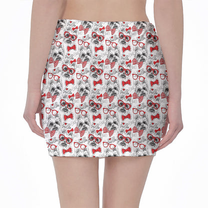 Lovely Yorkshire Terrier Pattern Print Pencil Mini Skirt