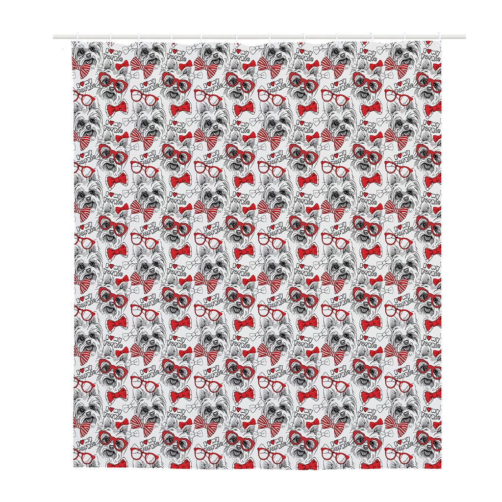 Lovely Yorkshire Terrier Pattern Print Polyester Shower Curtain