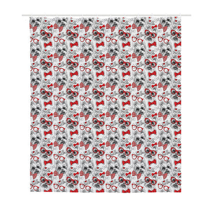 Lovely Yorkshire Terrier Pattern Print Polyester Shower Curtain