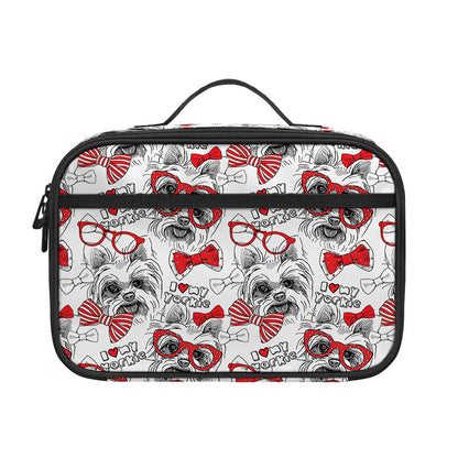 Lovely Yorkshire Terrier Pattern Print Portable Lunch Bag