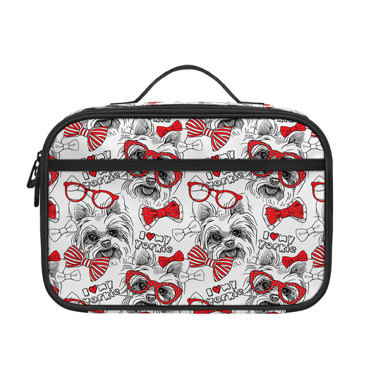 Lovely Yorkshire Terrier Pattern Print Portable Lunch Bag