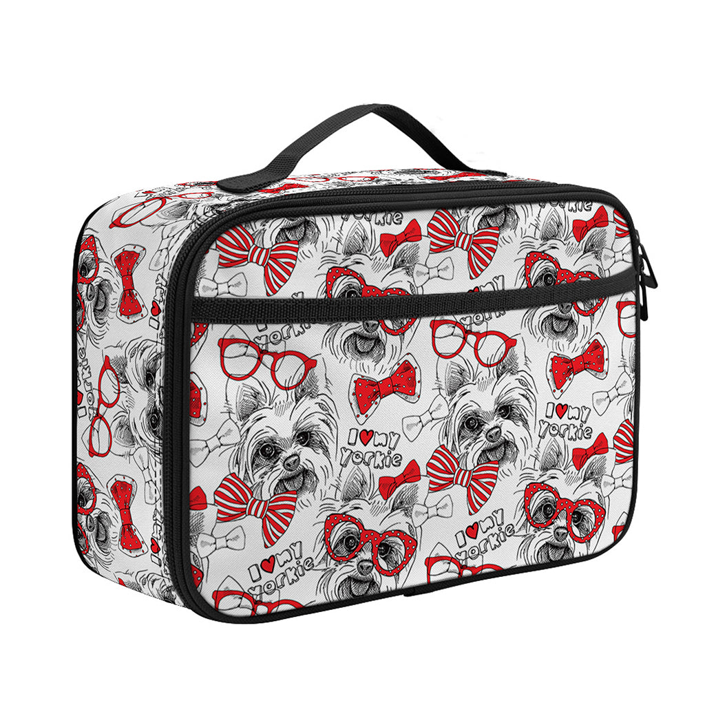 Lovely Yorkshire Terrier Pattern Print Portable Lunch Bag