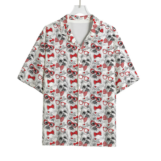 Lovely Yorkshire Terrier Pattern Print Rayon Hawaiian Shirt