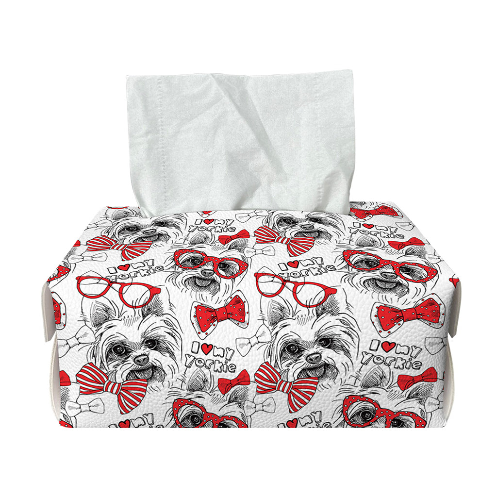 Lovely Yorkshire Terrier Pattern Print Rectangle Tissue Box Cover