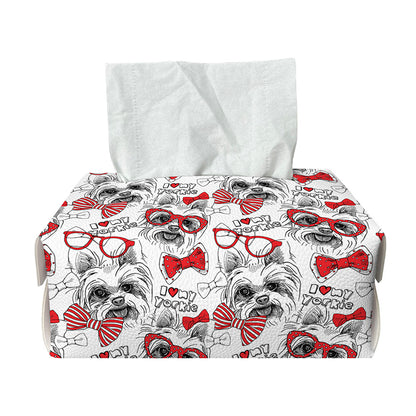 Lovely Yorkshire Terrier Pattern Print Rectangle Tissue Box Cover