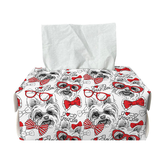 Lovely Yorkshire Terrier Pattern Print Rectangle Tissue Box Cover