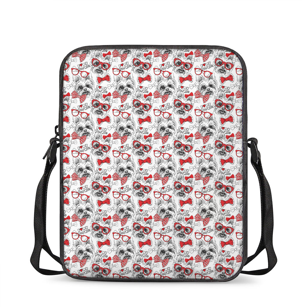Lovely Yorkshire Terrier Pattern Print Rectangular Crossbody Bag