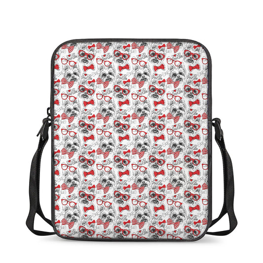 Lovely Yorkshire Terrier Pattern Print Rectangular Crossbody Bag
