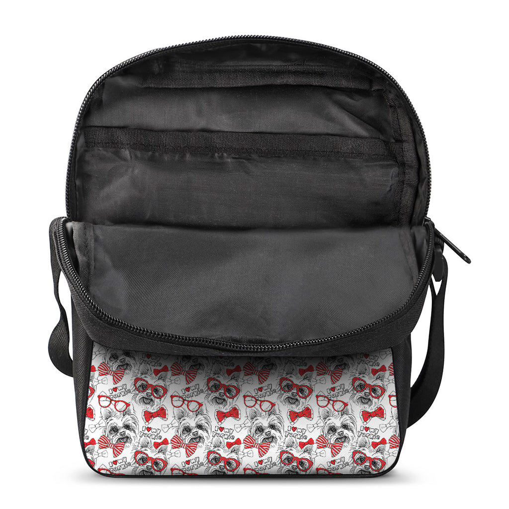 Lovely Yorkshire Terrier Pattern Print Rectangular Crossbody Bag
