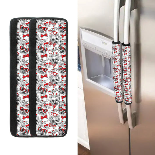 Lovely Yorkshire Terrier Pattern Print Refrigerator Handle Covers