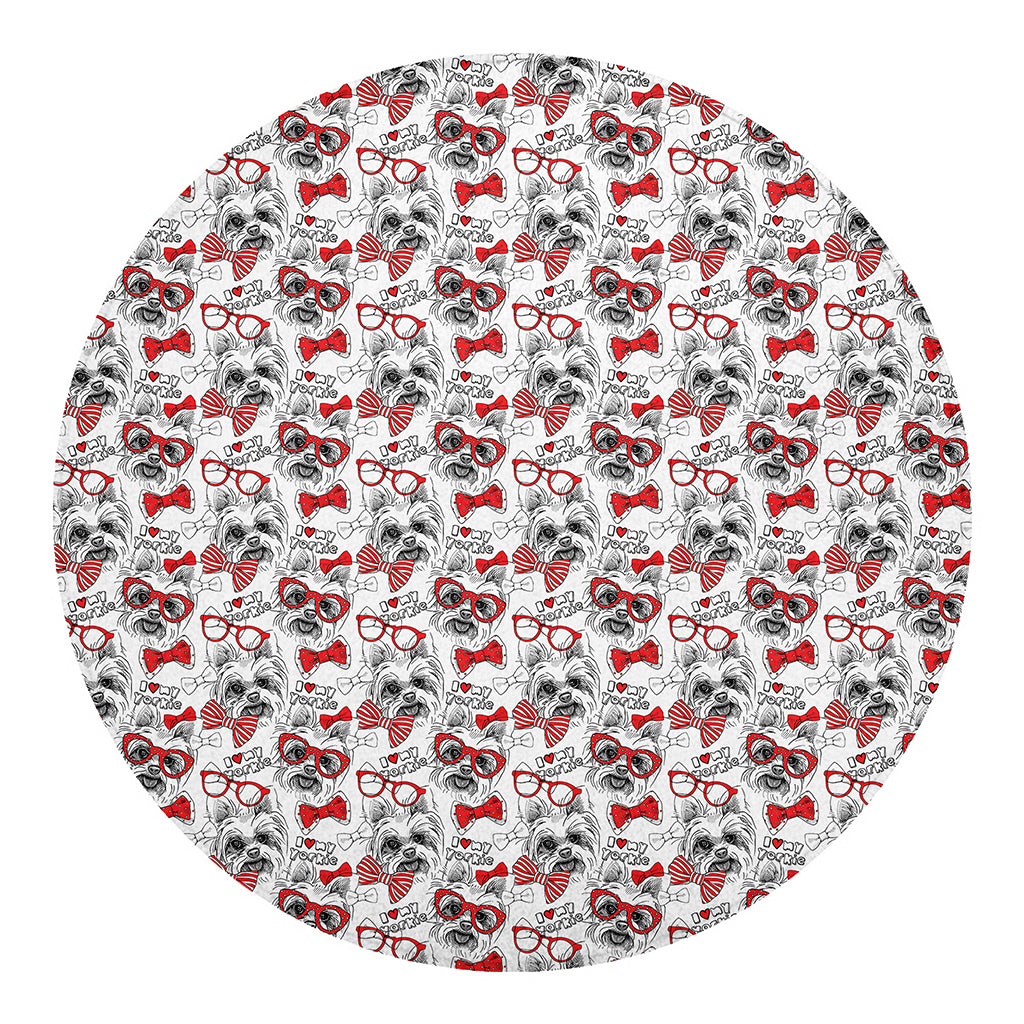 Lovely Yorkshire Terrier Pattern Print Round Blanket