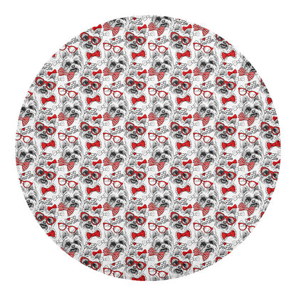 Lovely Yorkshire Terrier Pattern Print Round Blanket