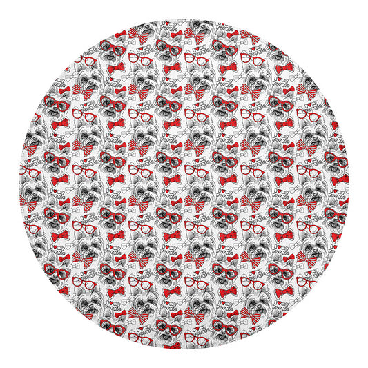 Lovely Yorkshire Terrier Pattern Print Round Blanket