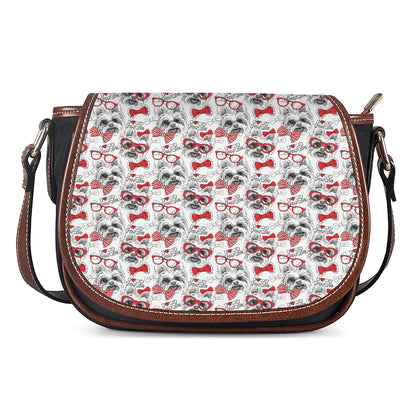 Lovely Yorkshire Terrier Pattern Print Saddle Bag