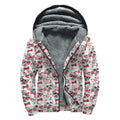 Lovely Yorkshire Terrier Pattern Print Sherpa Lined Zip Up Hoodie