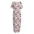Lovely Yorkshire Terrier Pattern Print Short Sleeve Long Nightdress