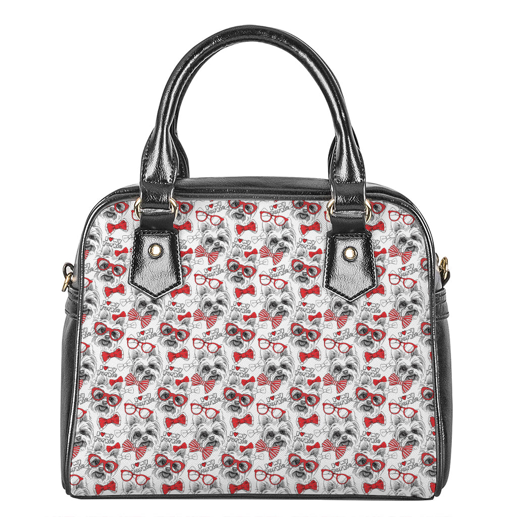 Lovely Yorkshire Terrier Pattern Print Shoulder Handbag