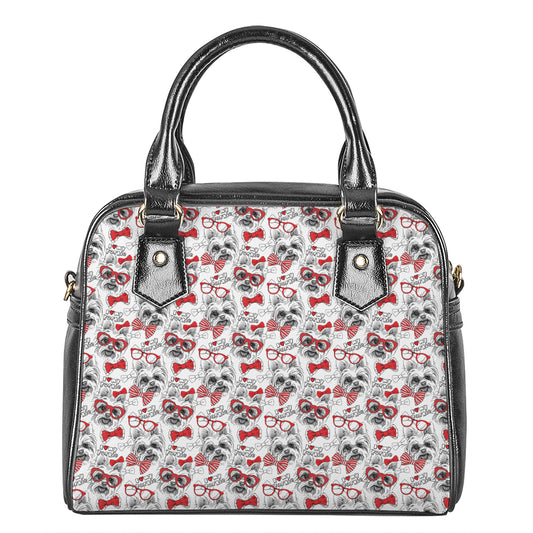 Lovely Yorkshire Terrier Pattern Print Shoulder Handbag
