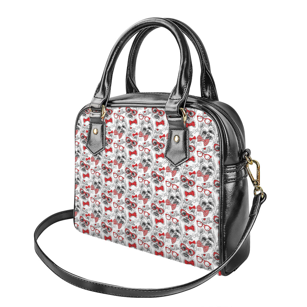 Lovely Yorkshire Terrier Pattern Print Shoulder Handbag