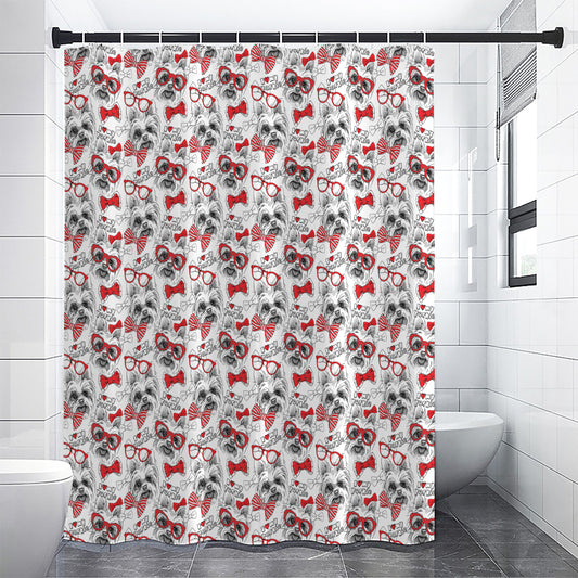 Lovely Yorkshire Terrier Pattern Print Shower Curtain