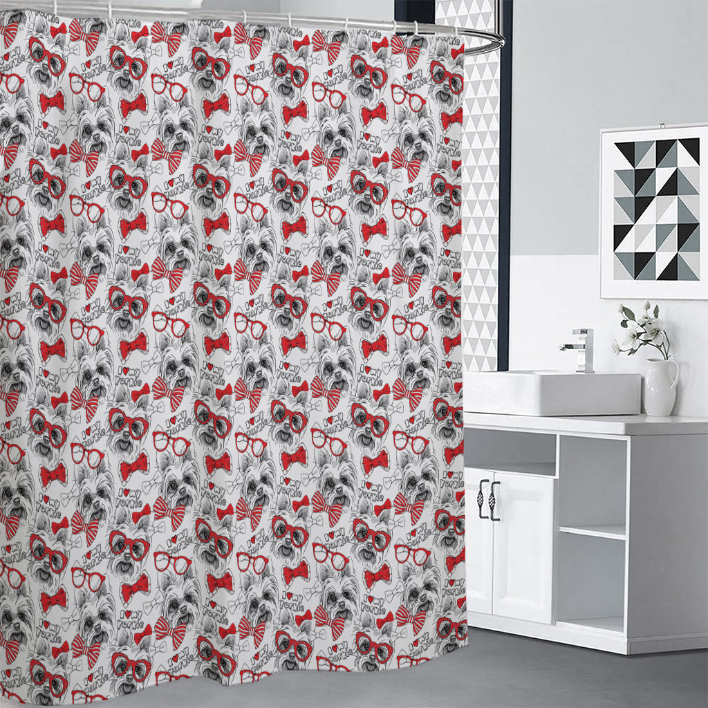 Lovely Yorkshire Terrier Pattern Print Shower Curtain