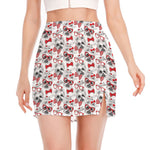 Lovely Yorkshire Terrier Pattern Print Side Slit Mini Skirt