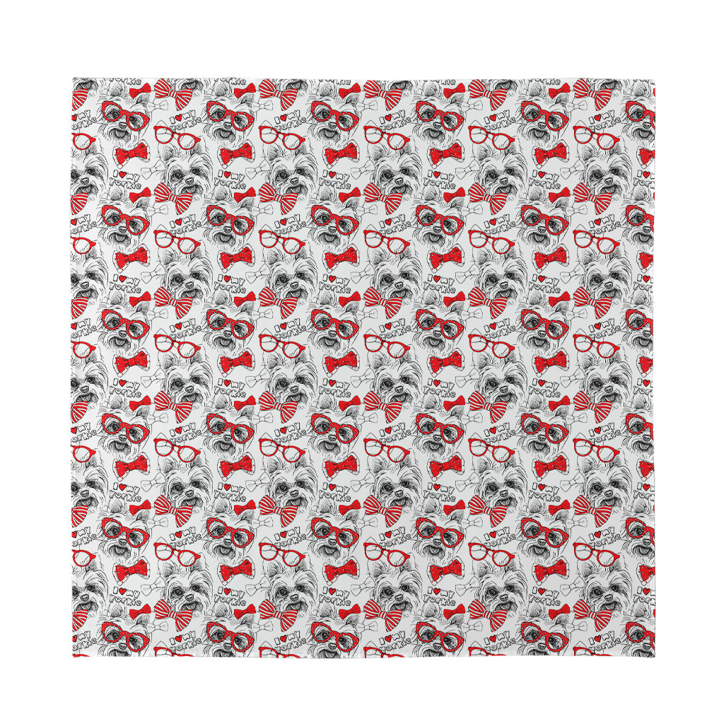 Lovely Yorkshire Terrier Pattern Print Silk Bandana