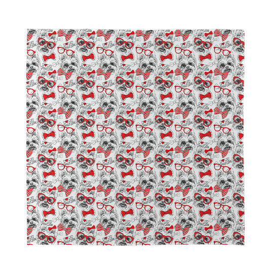 Lovely Yorkshire Terrier Pattern Print Silk Bandana