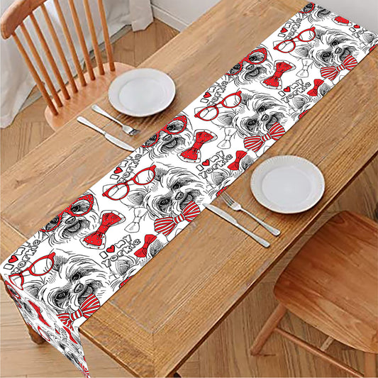 Lovely Yorkshire Terrier Pattern Print Table Runner