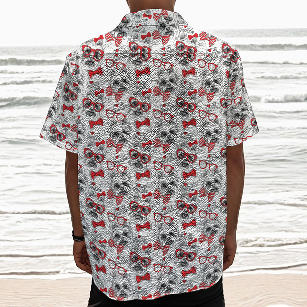 Lovely Yorkshire Terrier Pattern Print Textured Short Sleeve Shirt