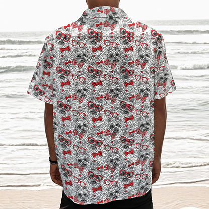 Lovely Yorkshire Terrier Pattern Print Textured Short Sleeve Shirt
