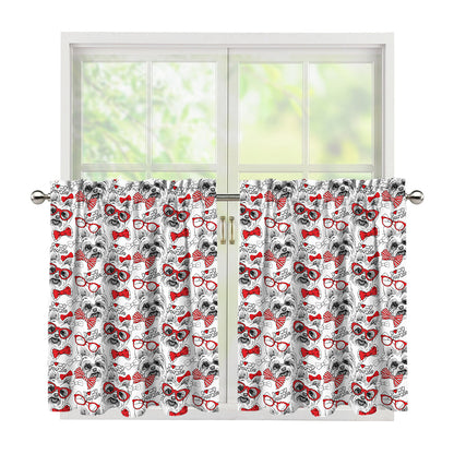 Lovely Yorkshire Terrier Pattern Print Tier Curtains