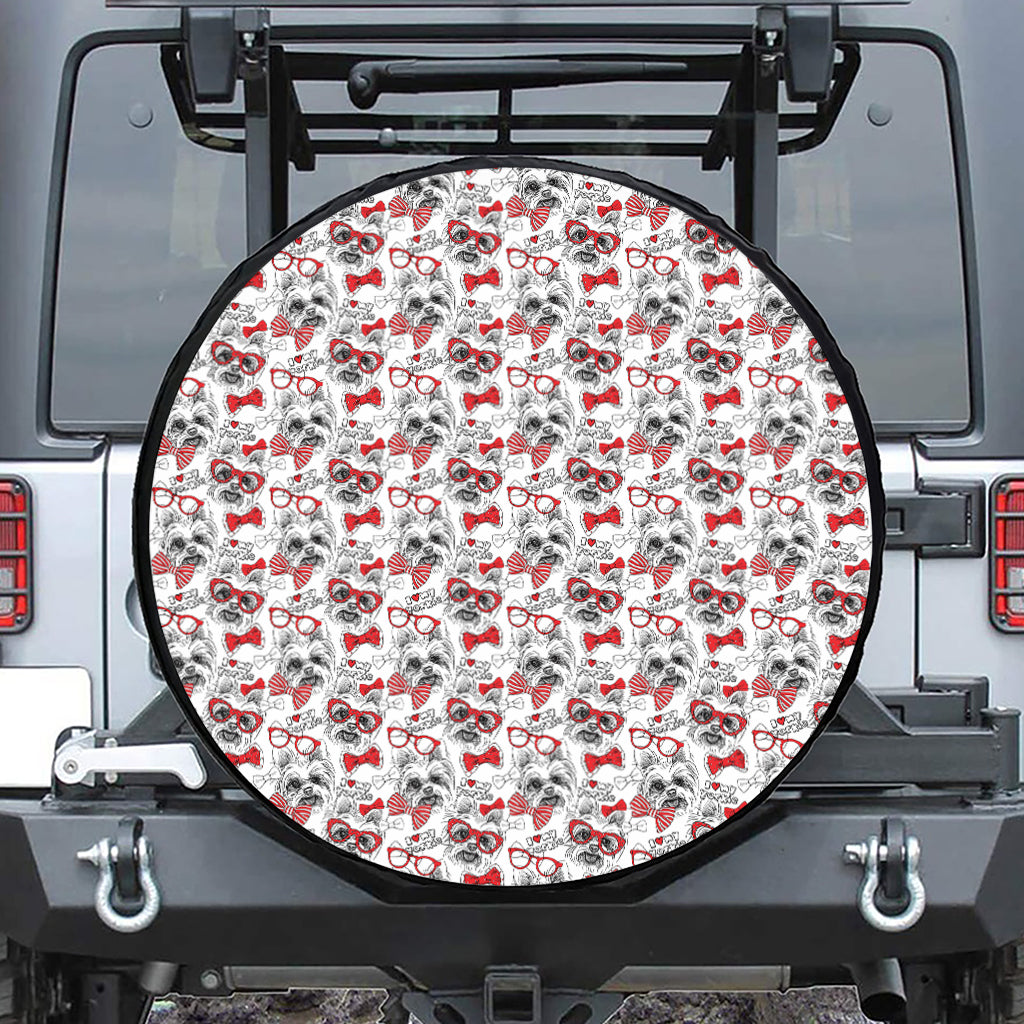 Lovely Yorkshire Terrier Pattern Print Tire Cover
