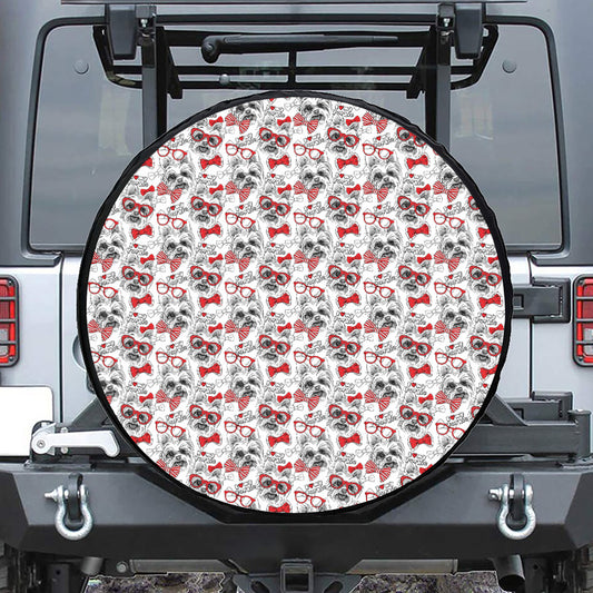 Lovely Yorkshire Terrier Pattern Print Tire Cover