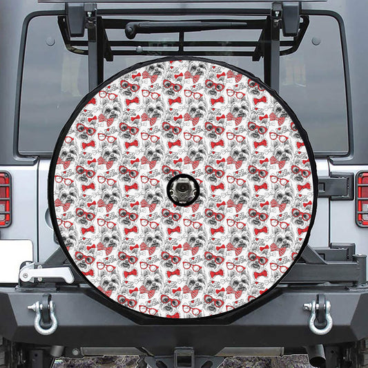 Lovely Yorkshire Terrier Pattern Print Tire Cover With Camera Hole