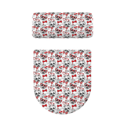 Lovely Yorkshire Terrier Pattern Print Toilet Lid And Tank Cover Set