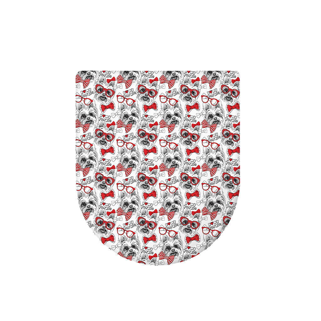 Lovely Yorkshire Terrier Pattern Print Toilet Lid Cover