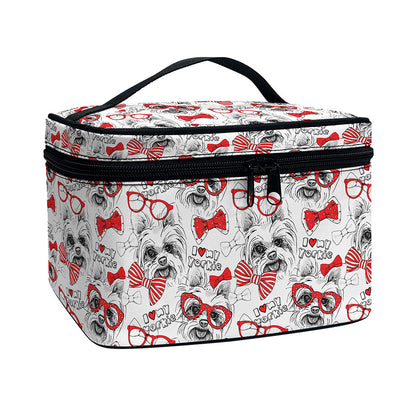Lovely Yorkshire Terrier Pattern Print Travel Makeup Bag