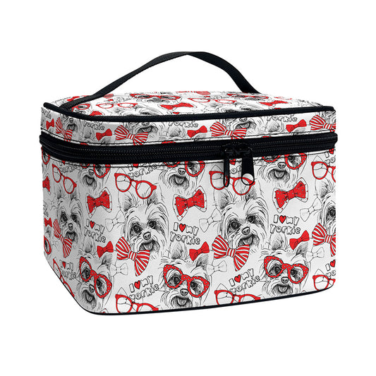 Lovely Yorkshire Terrier Pattern Print Travel Makeup Bag