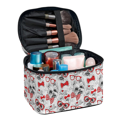 Lovely Yorkshire Terrier Pattern Print Travel Makeup Bag