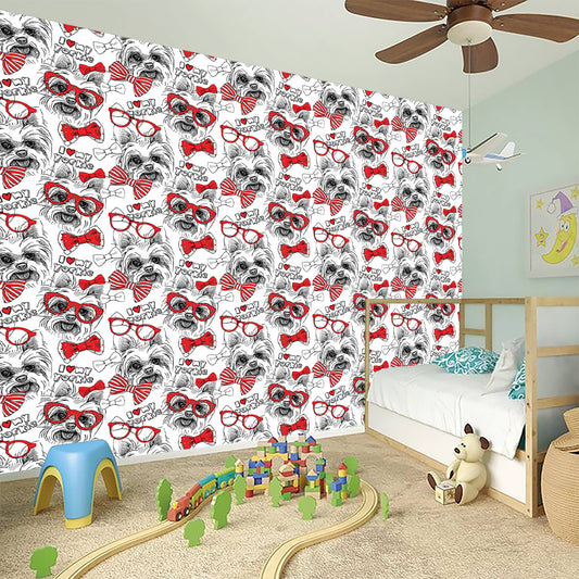 Lovely Yorkshire Terrier Pattern Print Wall Sticker
